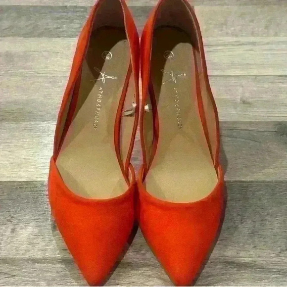 ORANGE VELVET POINT TOE SHOES SIZE 9 - Picture 3 of 4